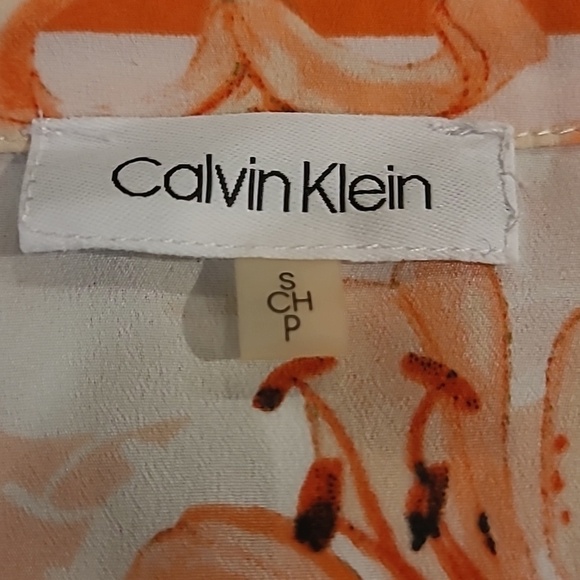 CALVIN KLEIN Botanical Roll-Sleeve Utility Blouse, Size Small - Picture 13 of 14